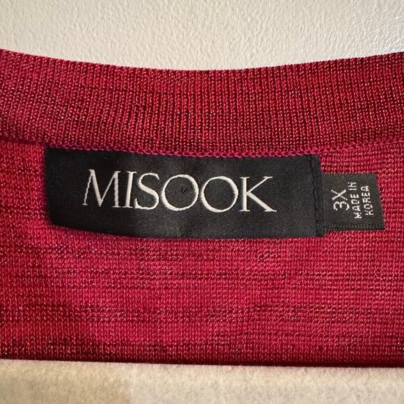 Misook Plus Size Sequined Lurex Melange Shimmery Metallic Tank Top Red Size 3X - Picture 7 of 9